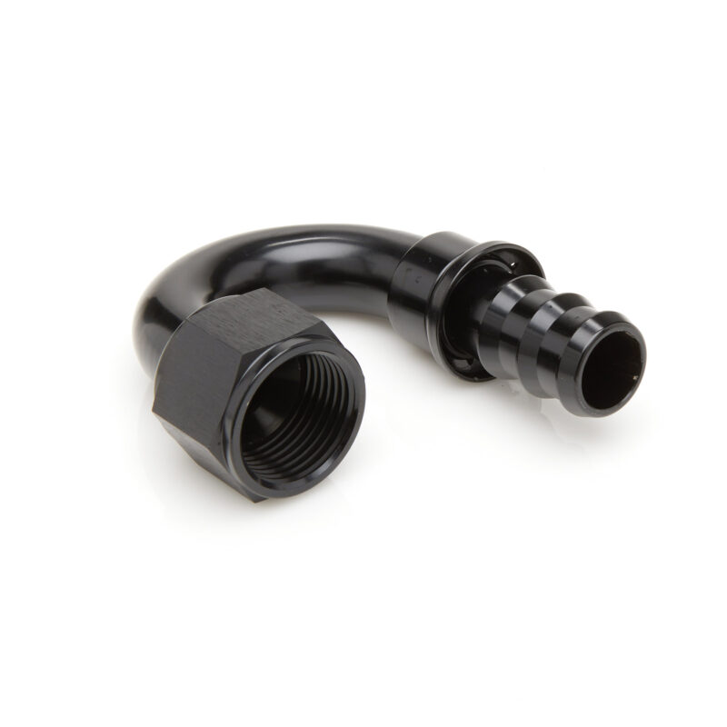 -12 180 Degree Push Fit Hose End Black