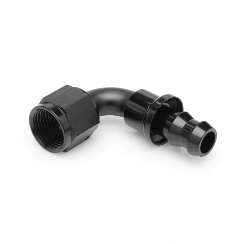 -08 90 Degree Push Fit Hose End Black