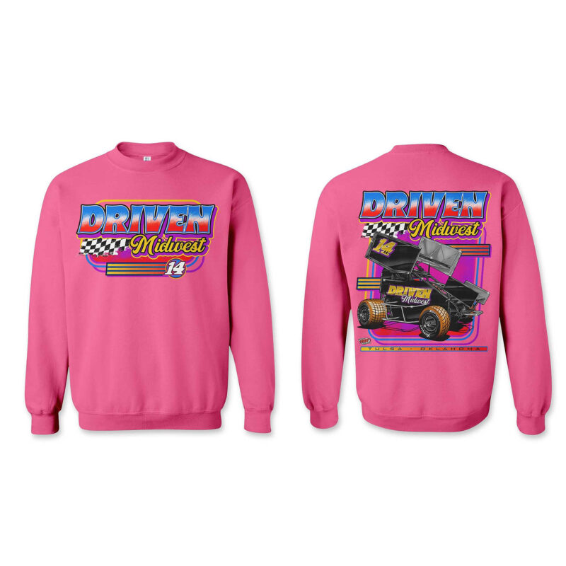 Driven Midwest Sweatshirt - Hot Pink - Retro Logo - Adult 3X-Large
