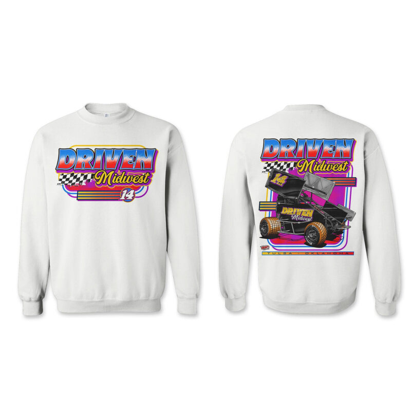 Driven Midwest Sweatshirt - White - Retro Logo - Adult Small