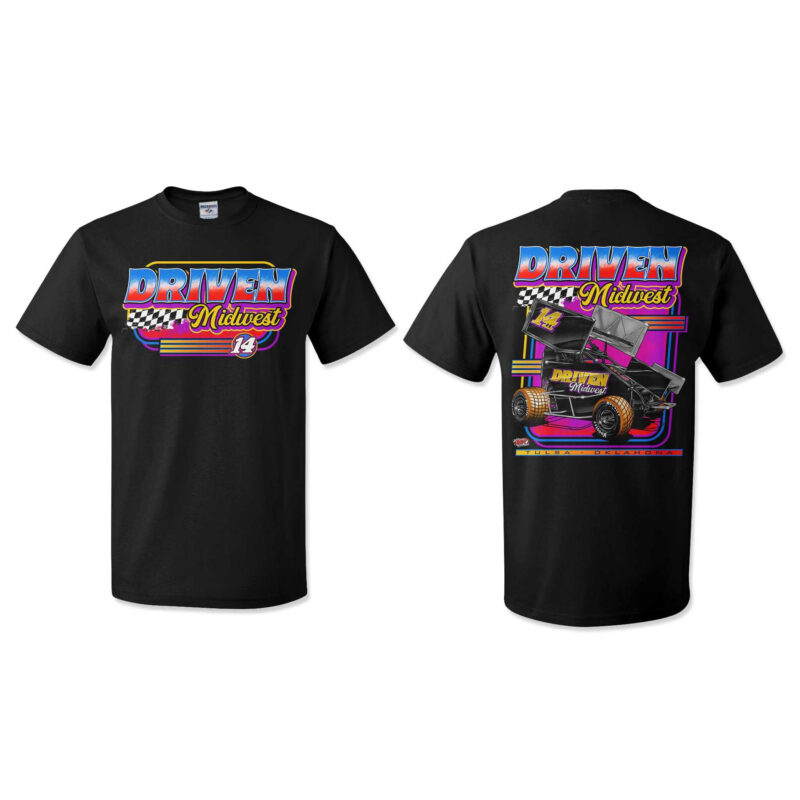 Driven Midwest T-Shirt - Black - Retro Logo - Adult Small